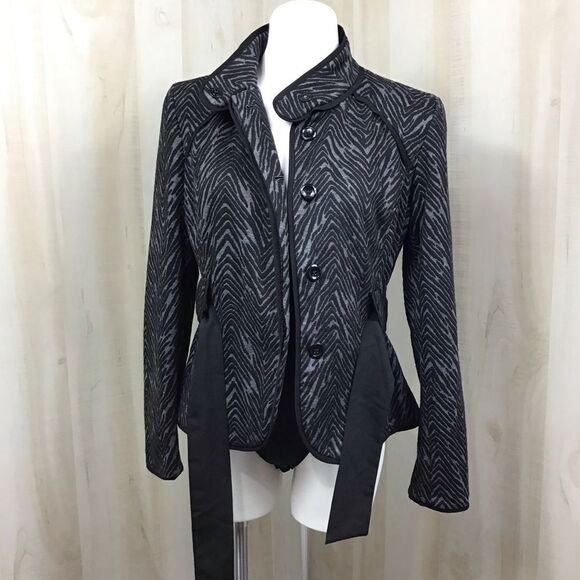 Sandro Sportswear Zebra Print Belted Jacket Sz M - Picture 4 of 8